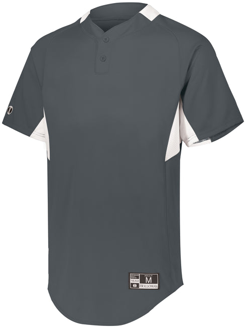 Holloway Youth Game7 Two-Button Baseball Jersey (221224), Color 'Graphite/White'